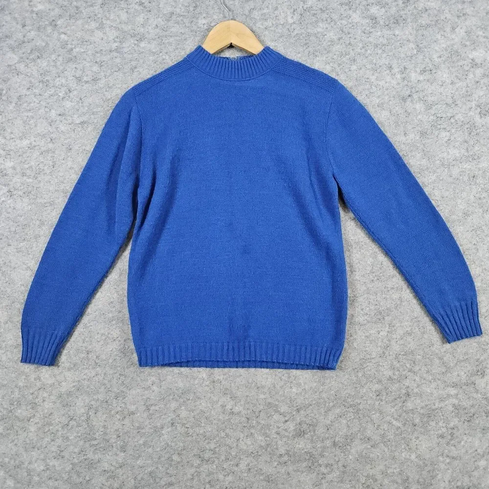 Bonnie Lane House of Morrison Vintage Women's Sweater Size PM Blue Knit 1/4 Zip‎